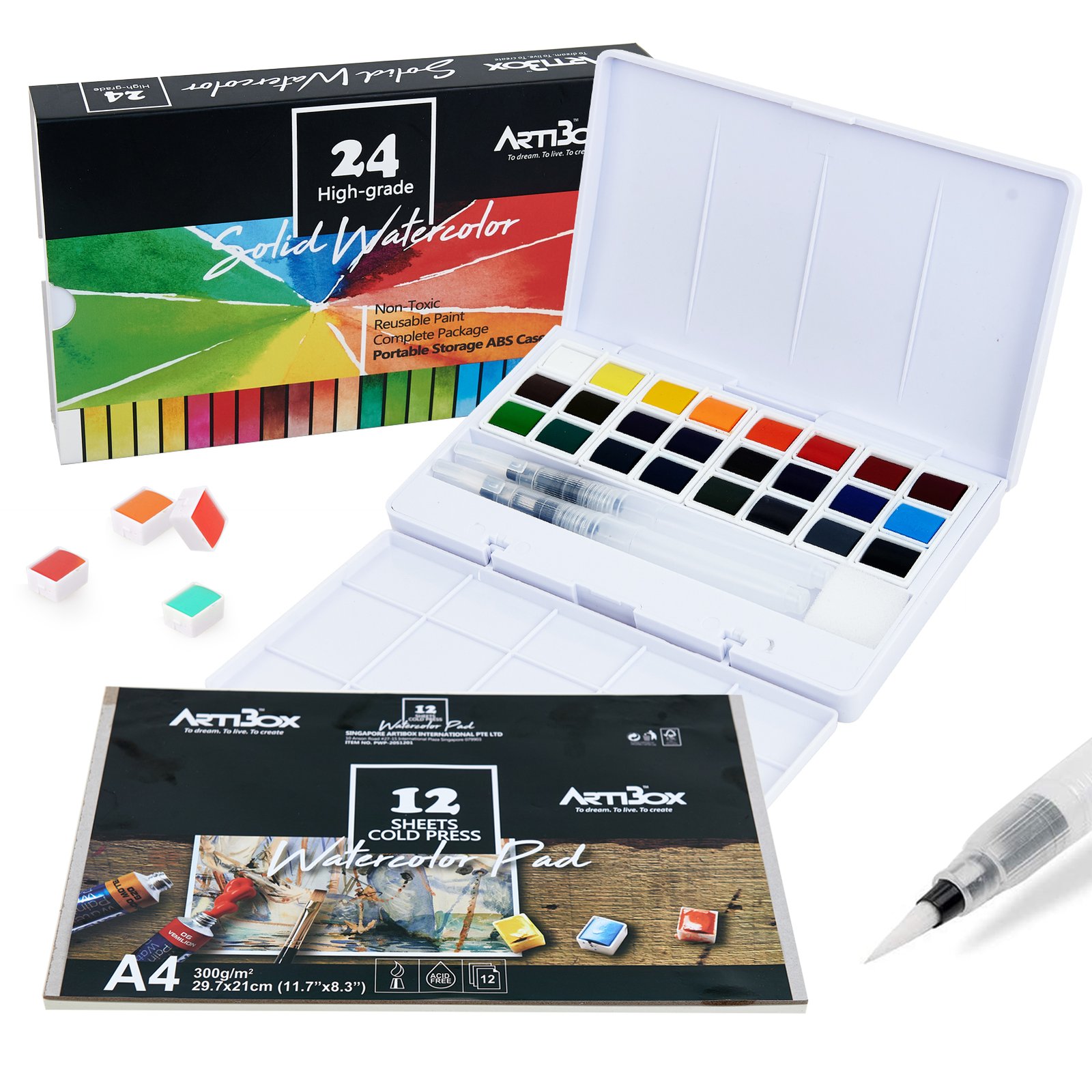 24 Colors Metallic Watercolor Paints Set Solid Watercolor Paint For Wall  SPS